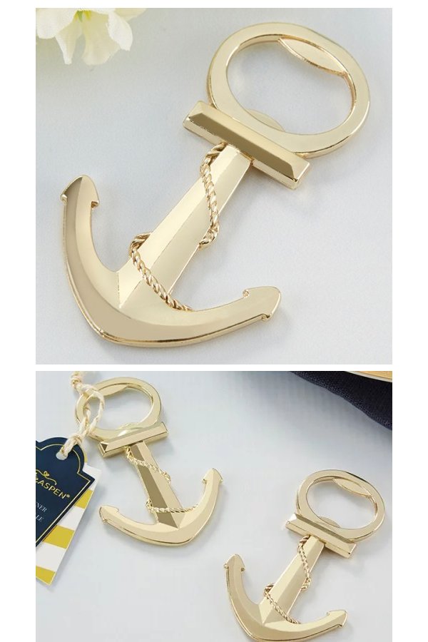 Gold Nautical Anchor Bottle Opener Wedding Favours